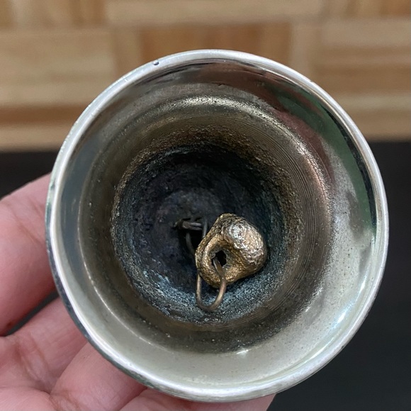 Vintage Collectible Faux Pearl Silver-plate Hand Bell - Picture 10 of 10